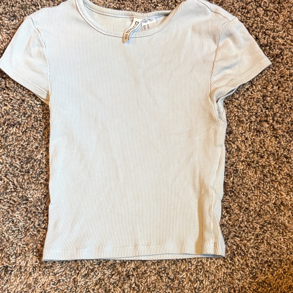 Divided Light Blue Ribbed Crop Top